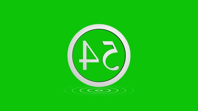 Animated 3d number fifty four with ripple effect in a green screen background