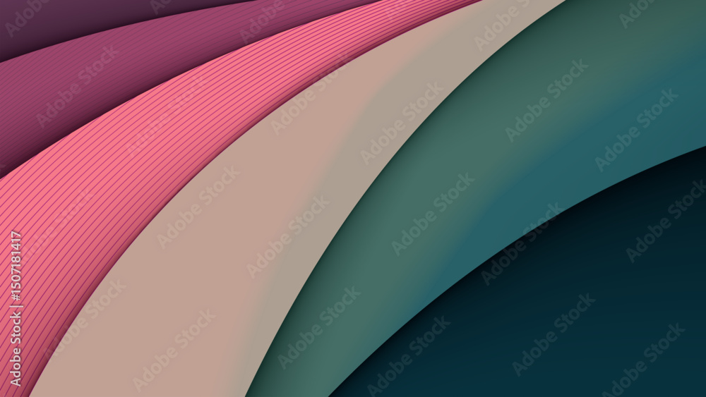 Poster colorful abstract curved layered background with soft gradient and line texture