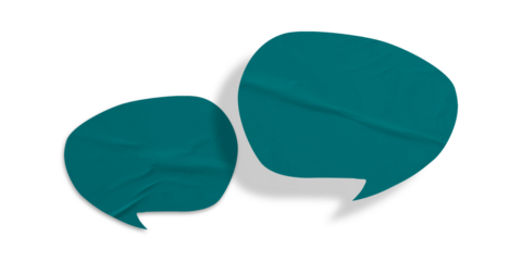 Green speech bubble crumpled paper isolated on transparent background
