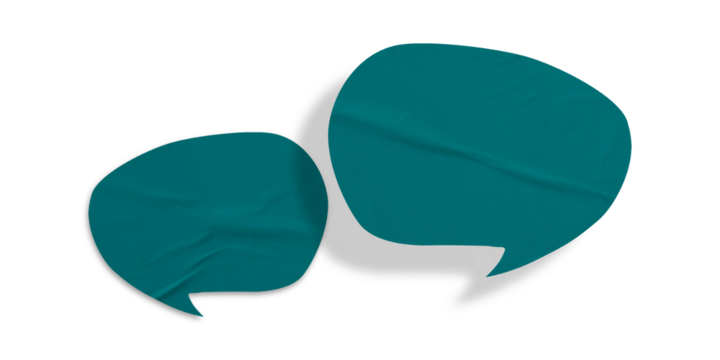 Green speech bubble crumpled paper isolated on transparent background