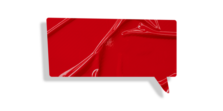 Red speech bubble crumpled paper isolated on transparent background