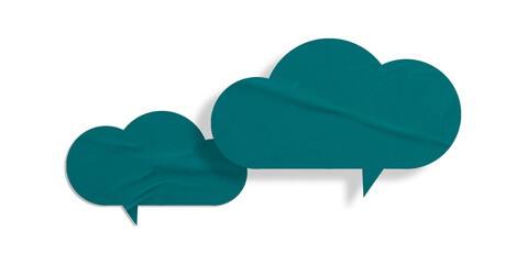Green speech bubble crumpled paper isolated on transparent background