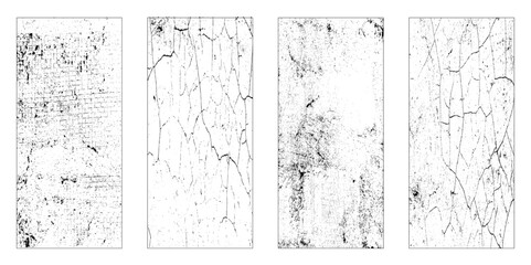 Set of four grunge texture backgrounds. Vertical backdrops