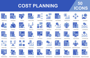 Cost Planning Editable Icons set. Vector illustration in modern thin dual style of business related icons	