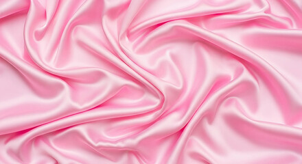 Soft pink satin fabric with wavy folds, ideal for wedding or celebration backgrounds, featuring ample copy space, Generative AI.