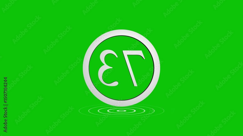 Poster animated number 73 in a circle on green screen perfect for motion graphics