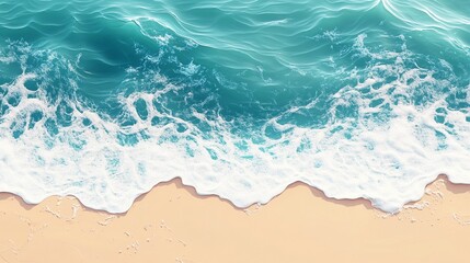 Shoreline pattern with white foam on beige sand, ideal for soft environmental backgrounds and coastal visual compositions.