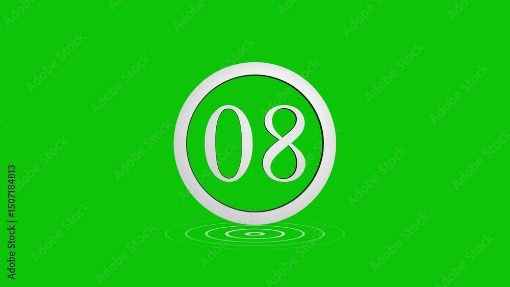 Poster 3d animated circle with 80 inside on green screen chroma key background