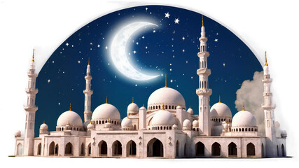 Obraz premium Majestic mosque under a starry night sky.