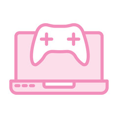 Gaming Laptop duotone line icon, vector, pixel perfect, illustrator file 
