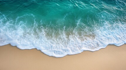 Tide line on sandy beach with foamy crest, great for surf-themed graphics, resort branding, and realistic texture maps.