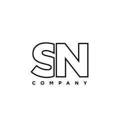 Letter S and N, SN logo design template. Minimal monogram initial based logotype.