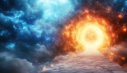 Glowing points in abstract infinite cosmic universe background