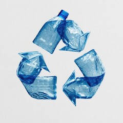 Recycled plastic bottles forming a recycling symbol