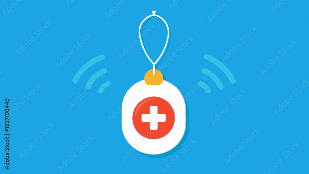 Aufkleber medical alert system a pendant around a patients neck with a medical cross icon indicating a health 