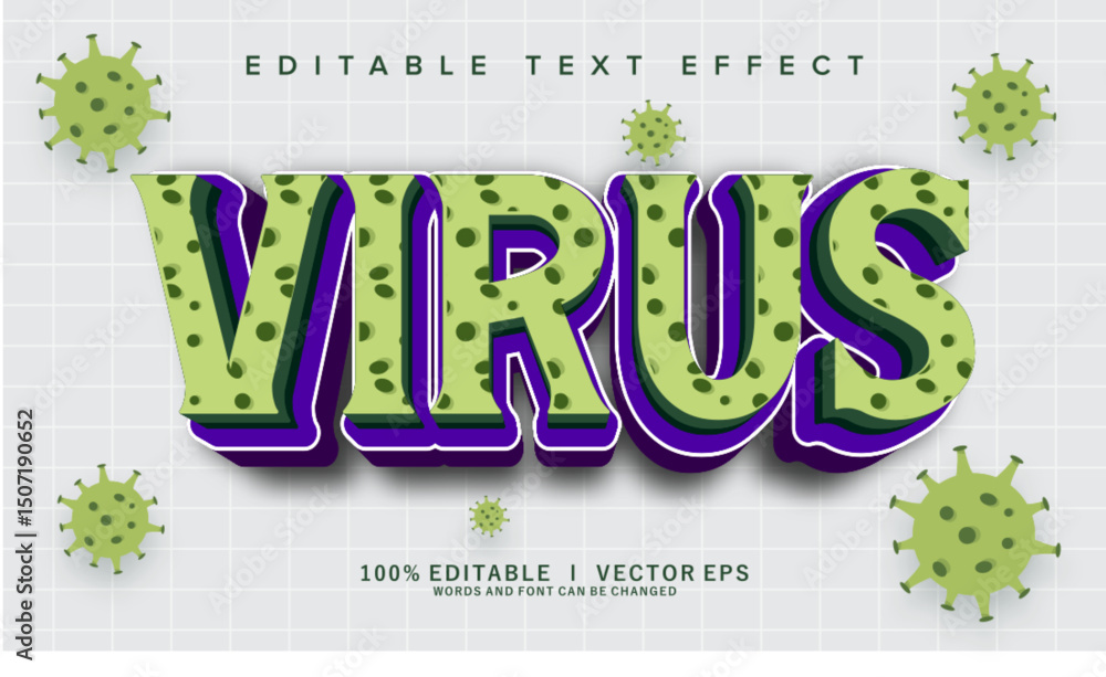 Poster virus vector text effect with modern style design