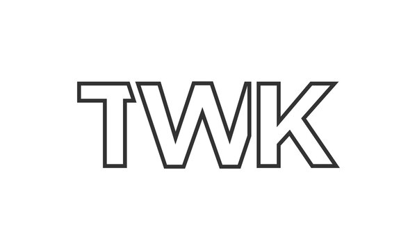 TWK logo design template with strong and modern bold text. Initial based vector logotype featuring simple and minimal typography. Trendy company identity.