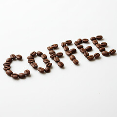 Obraz premium word coffee made from coffee beans