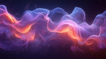 Fototapeta premium Abstract Nebula Cloud with Glowing Orange and Purple Light Streaks