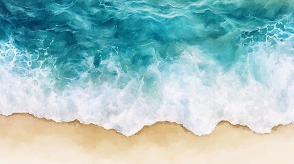 Obraz premium Wet beach edge with thin foam line, perfect for nature-inspired design, vacation imagery, and background texture collections.