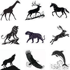 Fototapeta premium Assortment of Silhouetted Animals