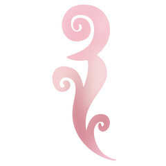 Obraz premium Three Curl Tail Ornament - Whimsical Pink Swirl Elements Set | Gradient Curl Ornaments PNG