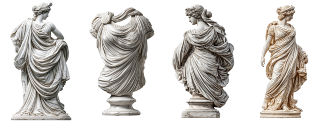 Marble Greek goddess sculpture Venus de Milo, Hellenistic era, 100 BC, isolated on Transparent PNG diecut