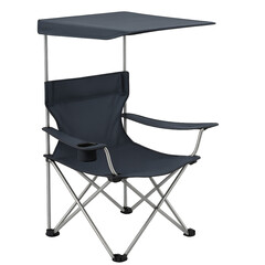 Black plastic folding chair on a white background
