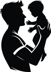 Father and child bonding vector illustration isolated on a white background