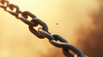 Broken Chain: A Golden Hour Close-up, Dramatic Metal Texture
