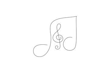 Music single line art continuous one line drawing of Isolated outline vector icon