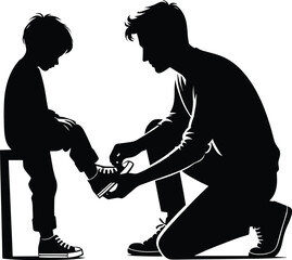Father and child bonding vector illustration isolated on a white background