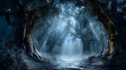 Enchanted forest mist nature fantasy
