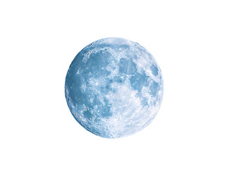 Naklejka premium Realistic Full Moon with Detailed Craters and Textures Against Deep Navy Blue Background , Astronomy and Nighttime Theme