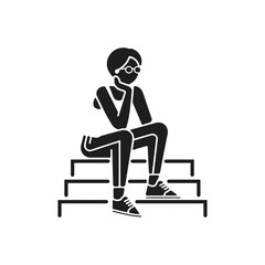 Man Sitting on Stairs icon