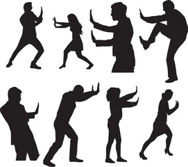 Person Pushing Silhouette Vector | Man or Woman Push Gesture Minimalist Illustration