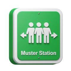 Muster station for emergency assembly of passengers or crew during evacuation.