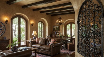 Spacious living area featuring traditional design elements