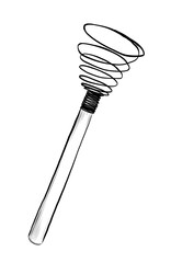 Hand drawn spiral whisk kitchen utensil vector