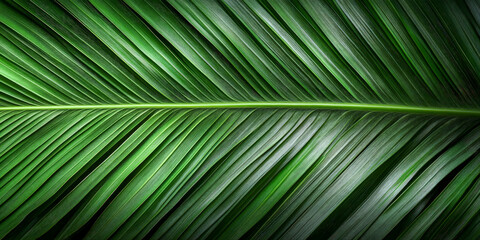 Close-Up of Rich Green Palm Leaf With Deep Texture and Symmetry