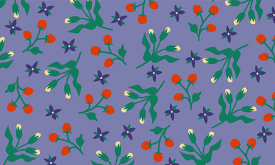 Hand drawn purple flowers background vector