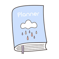 Children's notebook, book, planner clipart, school supplies, back to school, cute hand drawn vector illustration in flat style