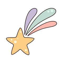 Retro groovy star, cute celestial object, hand drawn vector illustration in flat style.	
