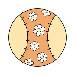 Retro groovy soccer ball, football isolated clipart, cute hand drawn vector illustration in flat style	
