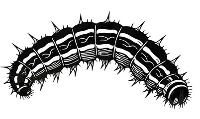Spiny Caterpillar – Detailed Black and White Vector Illustration