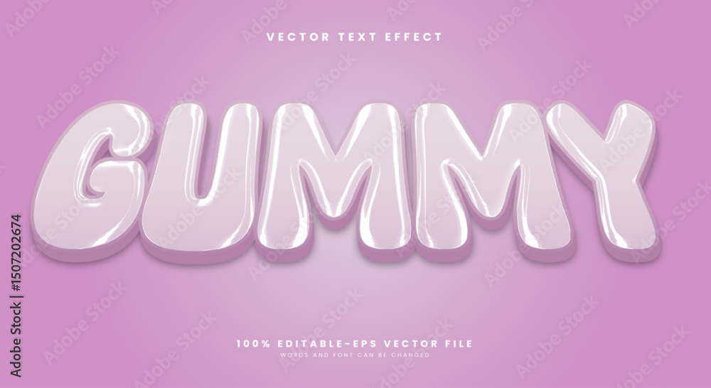 Poster gummy 3d editable text effect template suitable for chrome style