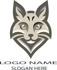 Digital art illustration of a stylized cat portrait, designed as a clean vector logo .