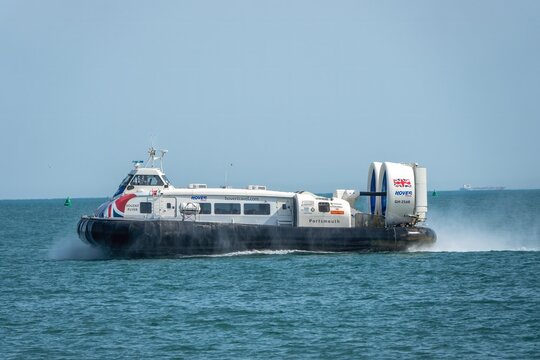 Southsea England - May 20 2025: Solent Flyer Isle of Wight Hovercraft in The Solent 