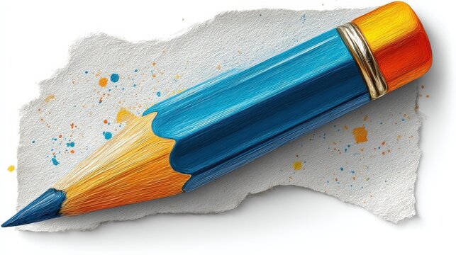 A vibrant colored pencil on textured paper, showcasing creativity and art potential in a bright and inspiring way.