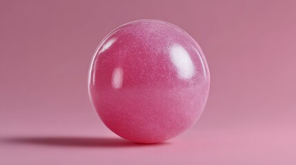 A vibrant pink bubble gum ball against a soft pink background, perfect for candy and dessert themed projects.
